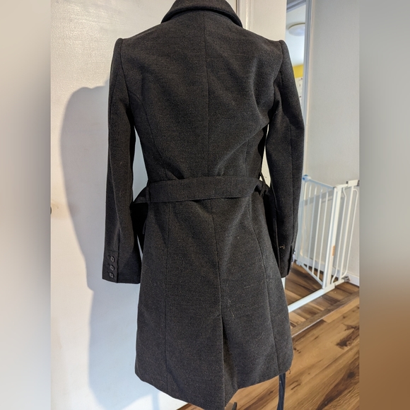 H&M Grey Belted Pea Coat with Pink Lining - Picture 2 of 4